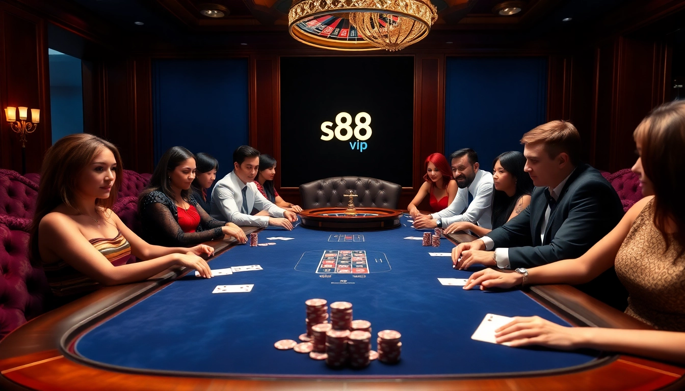 S88vip poker game scene featuring rich poker chips and an elegant atmosphere
