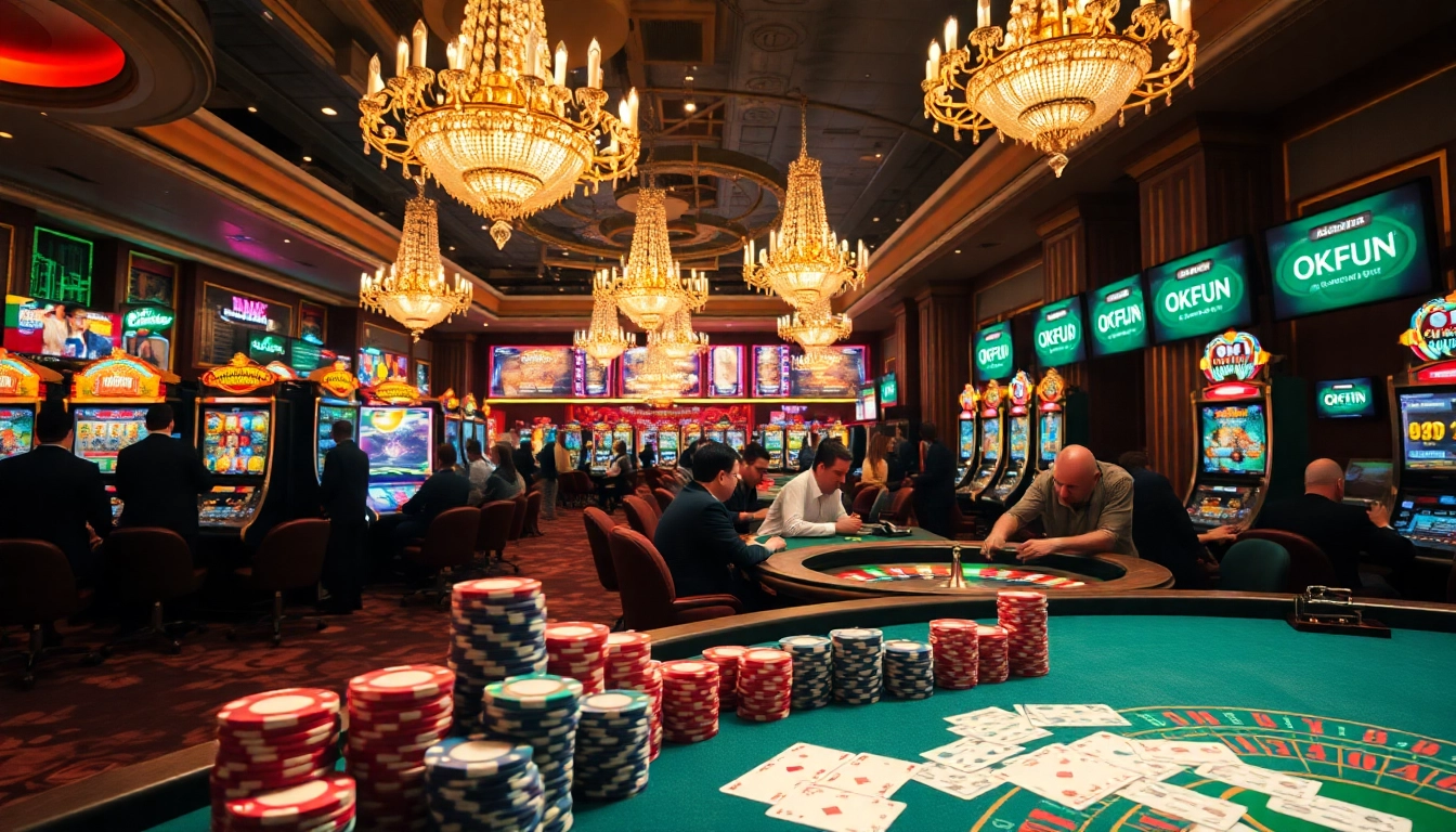 Join the excitement of OKFUN casino with vibrant slot machines and poker games.