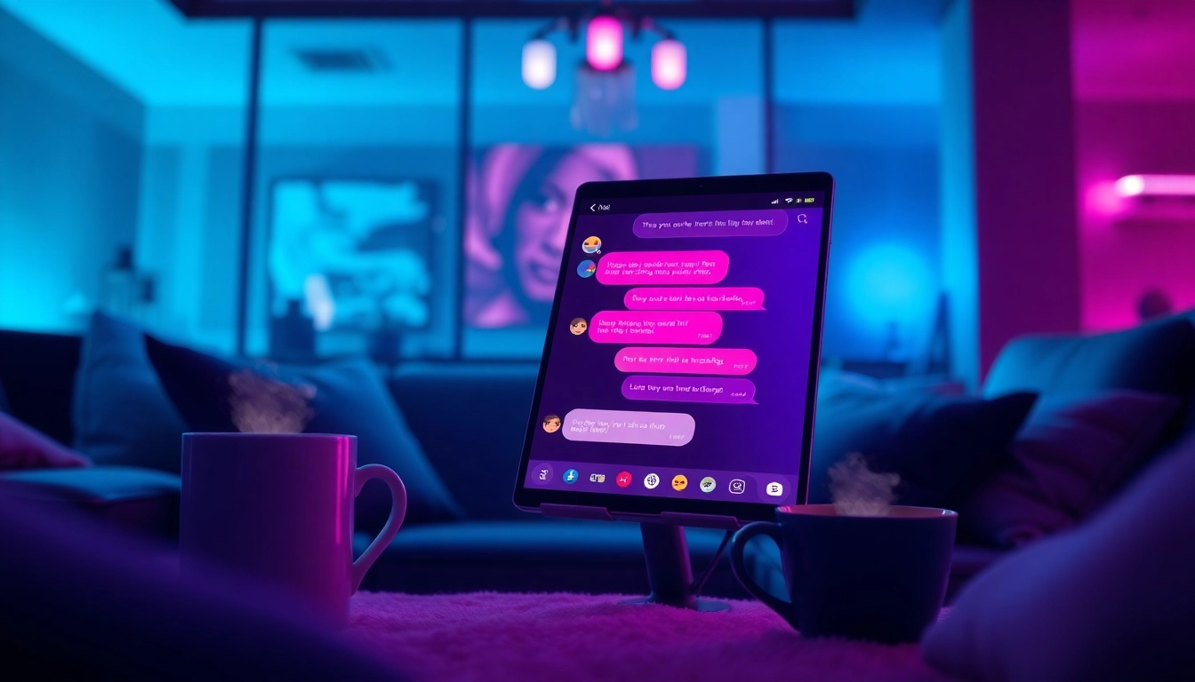 Engaging interface of an nsfw ai chatbot in a cozy lounge setting.