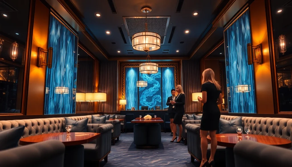 Upscale shirt room scene at gdmc.bio showcasing luxurious ambiance and friendly service.