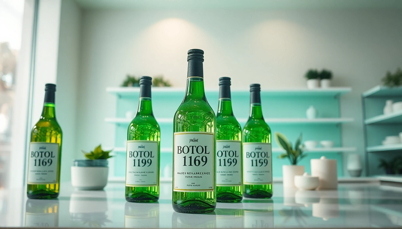 BOTOL169 elegantly displayed on modern shelving with greenery, showcasing freshness and quality.