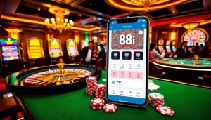 Experience the excitement of 88i as players celebrate wins at a luxurious casino table.