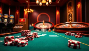 Chơi các trò casino thú vị tại https://luck8.com, với bàn chơi nổi bật, những chip và bánh xe roulette.