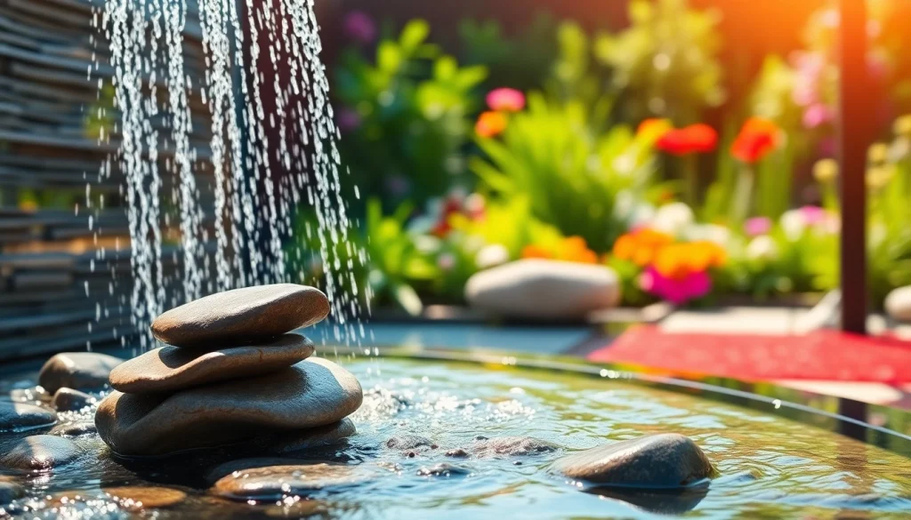 Experience a sunny shower surrounded by vibrant nature and serene elegance.