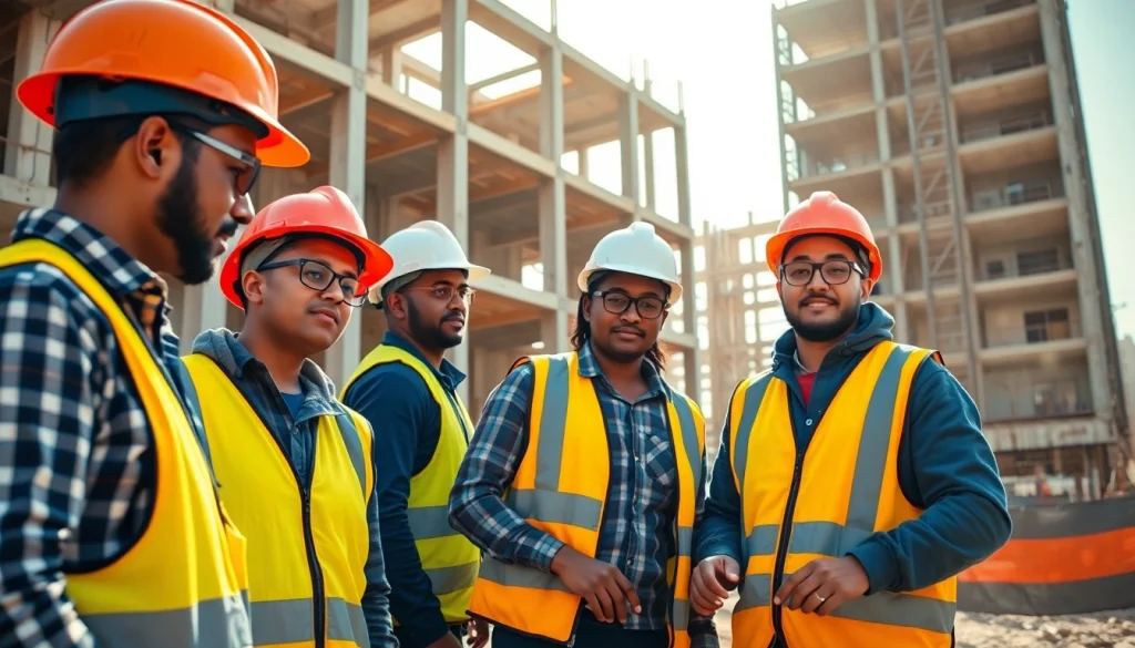 Team of diverse construction apprentices collaborating in the Carolinas, showcasing hands-on learning.