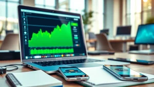 Acheter bitcoin facilement sur un ordinateur portable dans un cadre moderne avec des graphiques numériques.