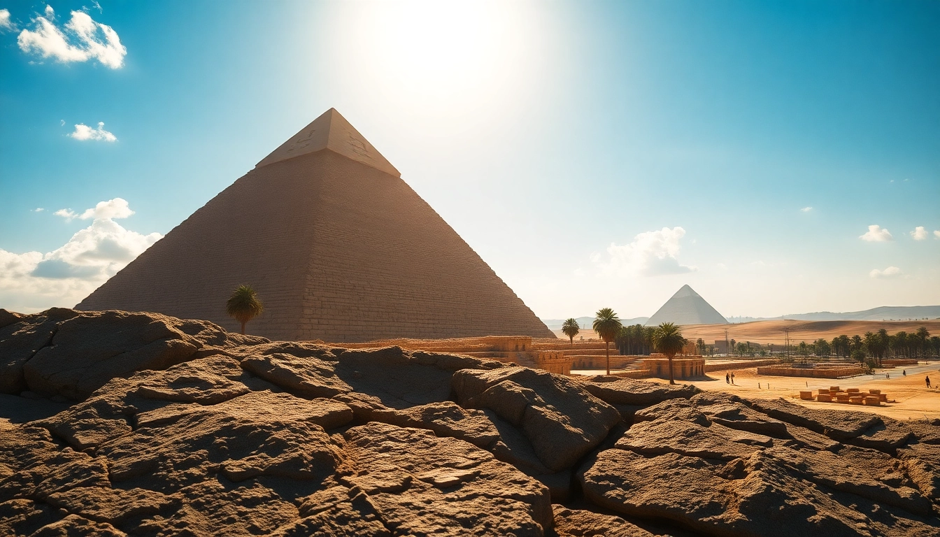 A breathtaking perspective of the Great Pyramid of Giza showcasing its grandeur and unique textures.