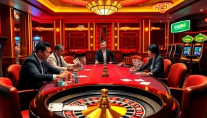 Players enjoy a high-stakes game at GA888, with poker chips and cards creating an exciting atmosphere.