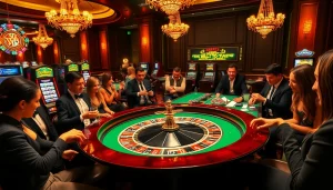 The hidden wiki 2026 features gamblers celebrating big wins at a lively casino scene with roulette and poker.