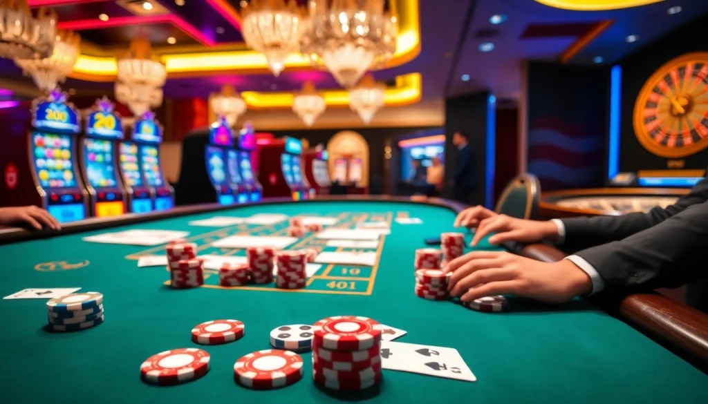 Engaging players at a vibrant blackjack table, showcasing the excitement of 98win vin.