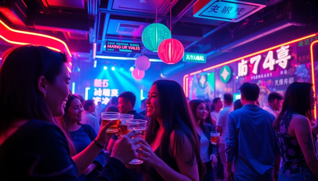 夜生活场景，展现上海夜店文化的活力氛围，聚焦吃瓜网趋势。