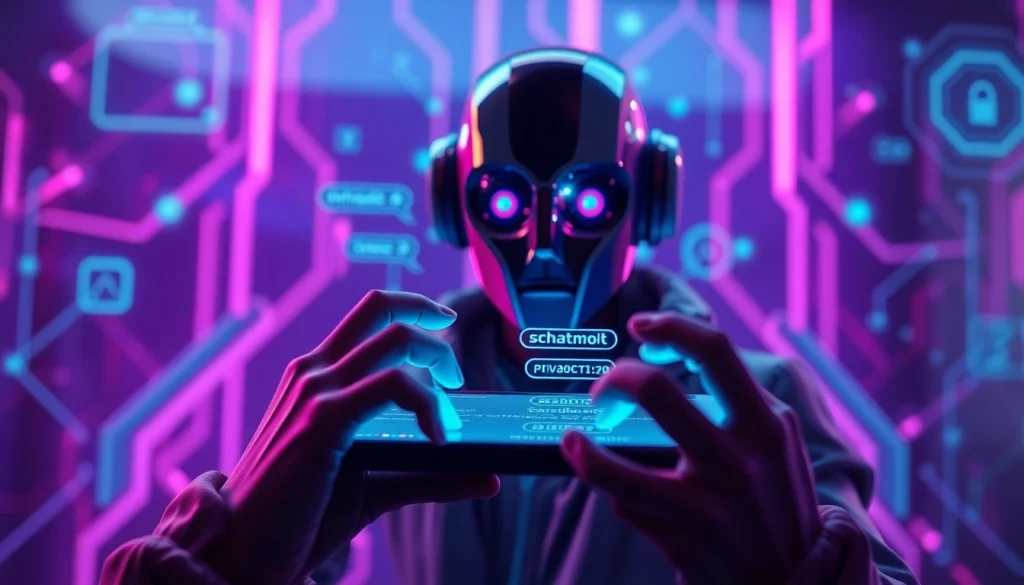 Engaging with a cutting-edge nsfw ai chatbot on a sleek digital interface.