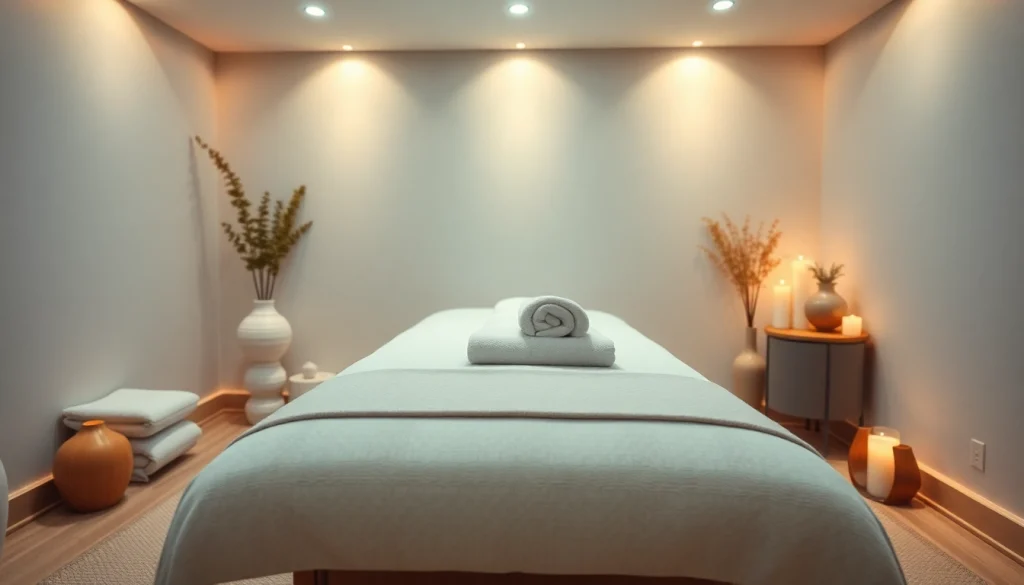 Relaxing 출장안마 setup with a calming massage table and soothing ambiance