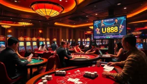 Experience the thrill of uu88 casino gaming with vibrant slot machines and poker tables.