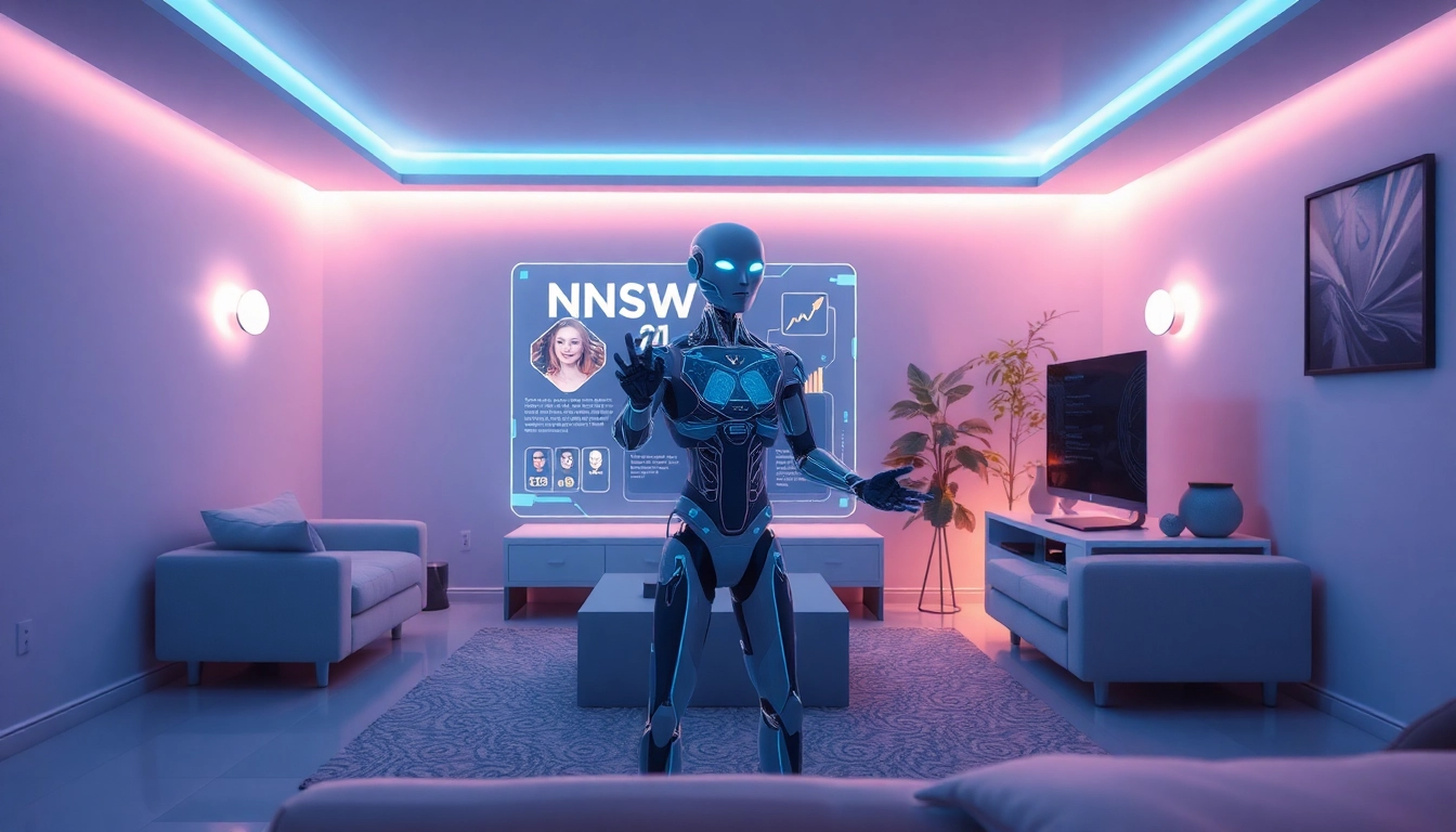Engaging NSFW AI interaction in a futuristic digital environment.