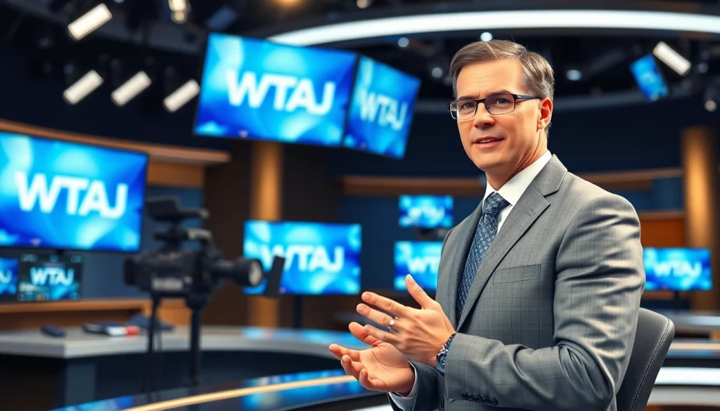 WTAJ news anchor presenting dynamic stories in a modern broadcasting studio.