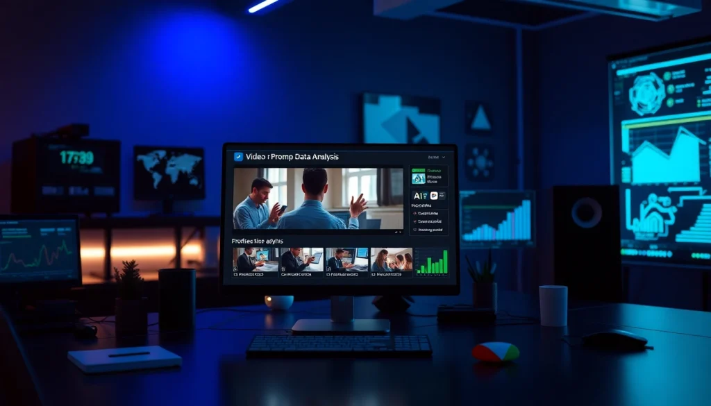 Transform video to prompt with AI in a modern workspace, showcasing innovative analysis.
