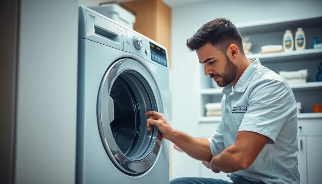 Efficient washer repair near me performed by a professional technician in a modern home.