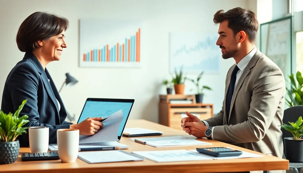 Profesjonalny księgowy świadczący Usługi księgowe w nowoczesnym biurze.