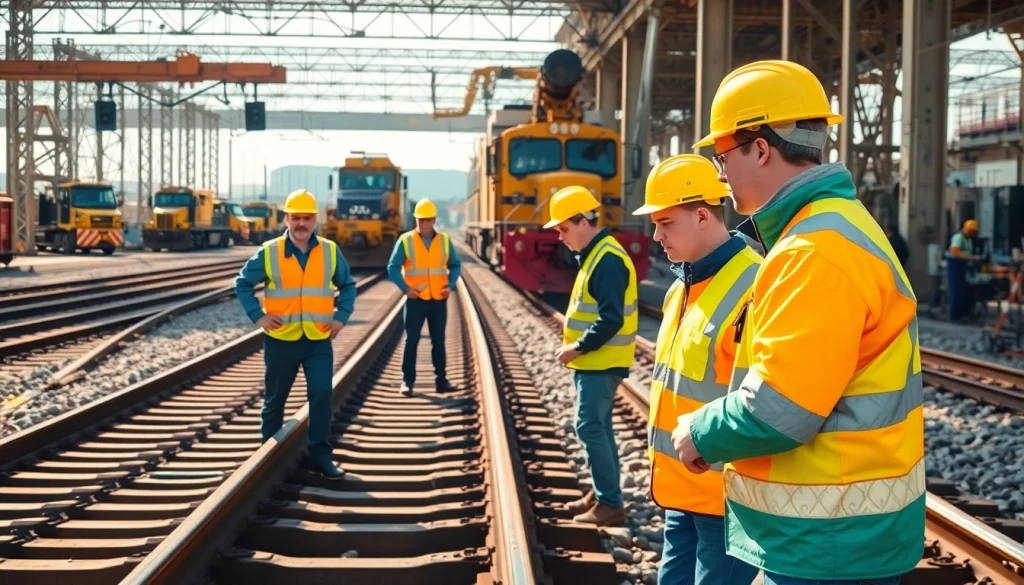 Maintenance team conducting Railroad Maintenance on tracks, ensuring safety and efficiency.