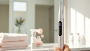 Painless mole freckle pen displayed in a serene bathroom for precise skincare treatments.