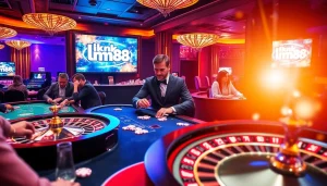 Engage in thrilling gameplay with link mm88 at a vibrant casino table filled with excitement and strategy.