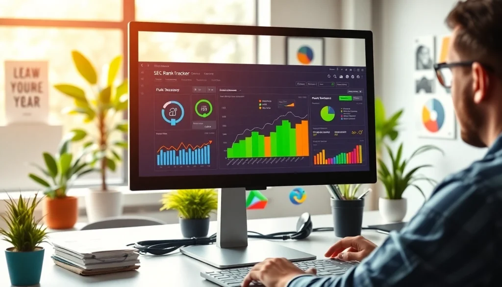 Analyze data using SEO Rank Tracker in a professional digital workspace.
