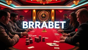 Experience the excitement at BRABET's luxurious poker table with vibrant cards and chips.