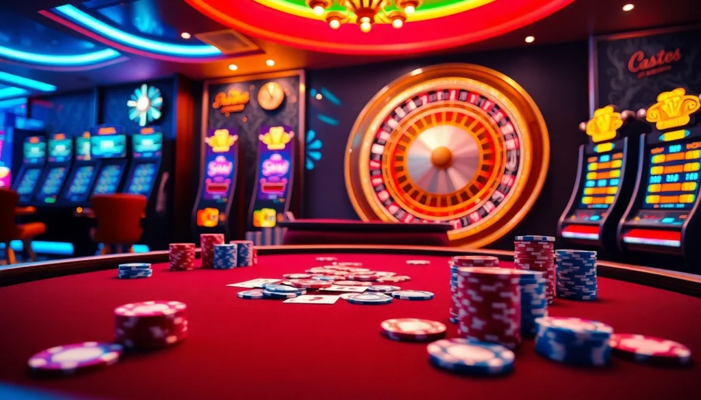 Engaging gambling scene at Nhà cái F168 showcasing vibrant casino elements.