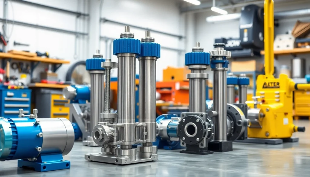 Showcase of custom hydraulic equipment demonstrating precision engineering in a modern workshop.