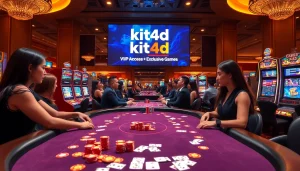 Pemain menikmati permainan taruhan tinggi di kasino online KIT4D yang mewah.