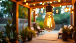 Transform your space with the vibrant g16 bulb illuminating a cozy outdoor setting.