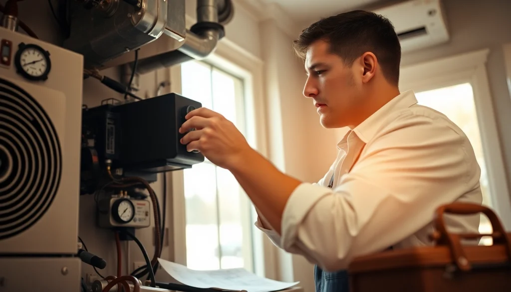 Skilled technician providing hvac services minneapolis in a well-lit home setting.