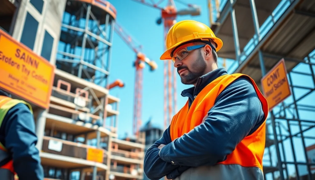 Ensure construction site safety with workers diligently adhering to safety protocols and equipment.