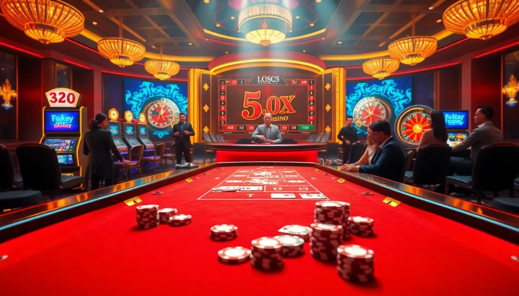 Engaging casino scene at https://luck882.co.com/ showcasing players at poker tables with vibrant poker chips.