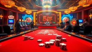 Engaging casino scene at https://luck882.co.com/ showcasing players at poker tables with vibrant poker chips.