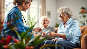 Providing respite care austin tx with a caregiver and elderly individual in a cozy home setting.