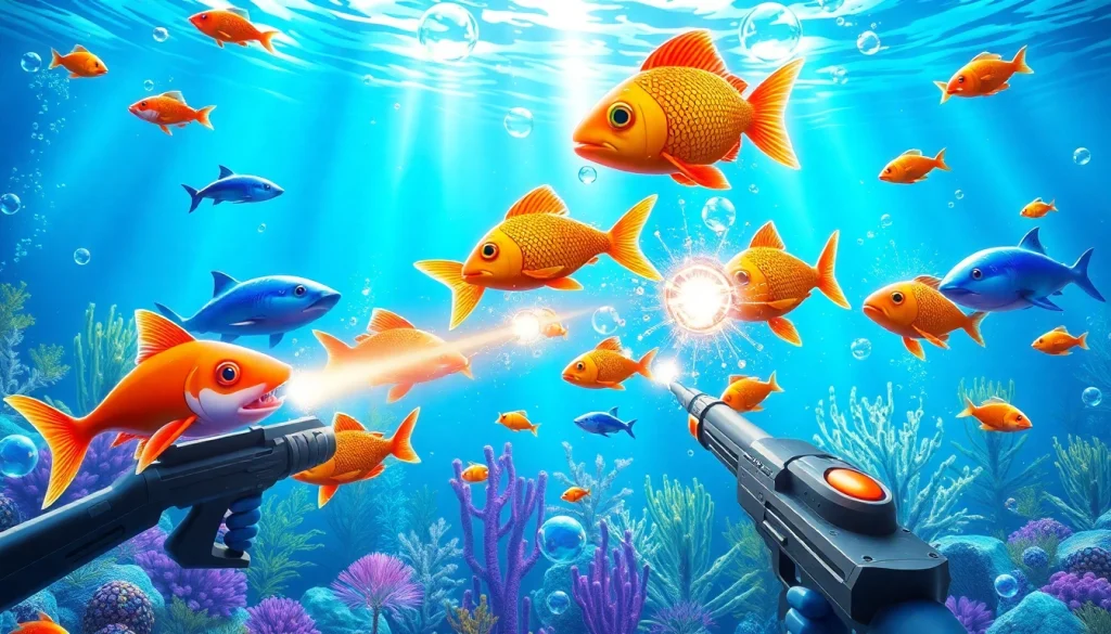 Bắn cá đổi thưởng game capturing vibrant fish and thrilling gameplay action.