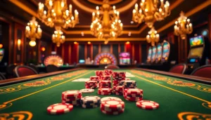 Experience the thrill of sunwin as players engage at a luxurious poker table filled with colorful chips and cards.