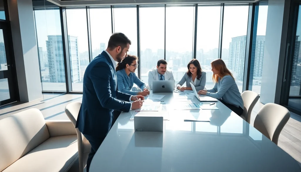 Engaged team discussing competitive intelligence faqs in a modern workspace.
