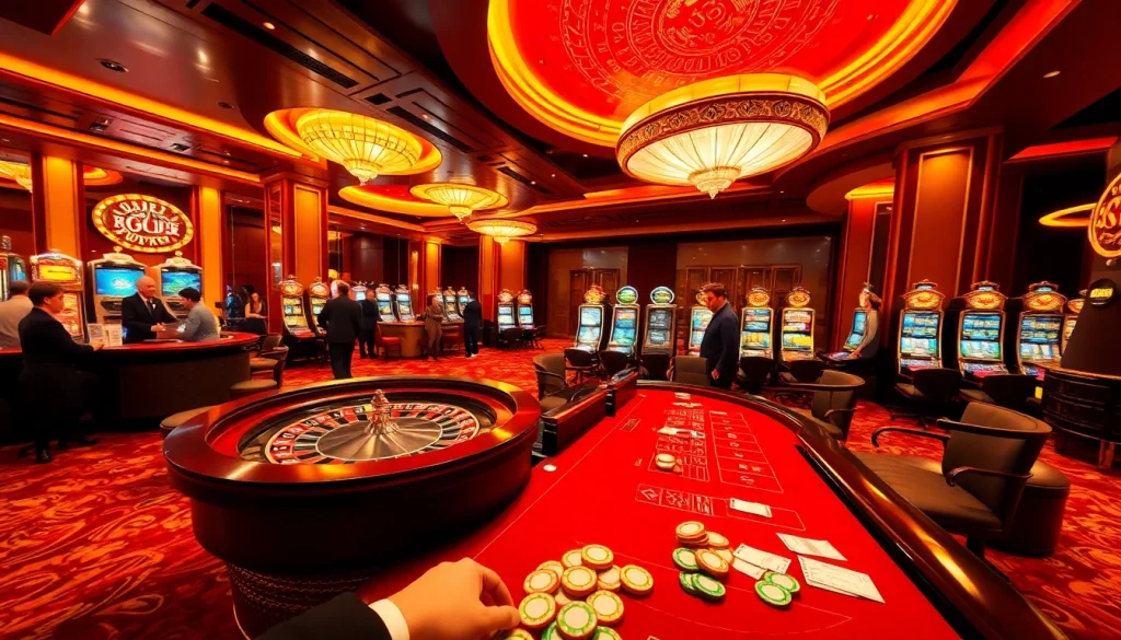 Exciting gaming action at sv388 casino featuring roulette and poker tables.