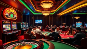 Gamblers enjoying a sophisticated experience at open88ss.com, featuring elegant casino tables and dynamic gameplay.