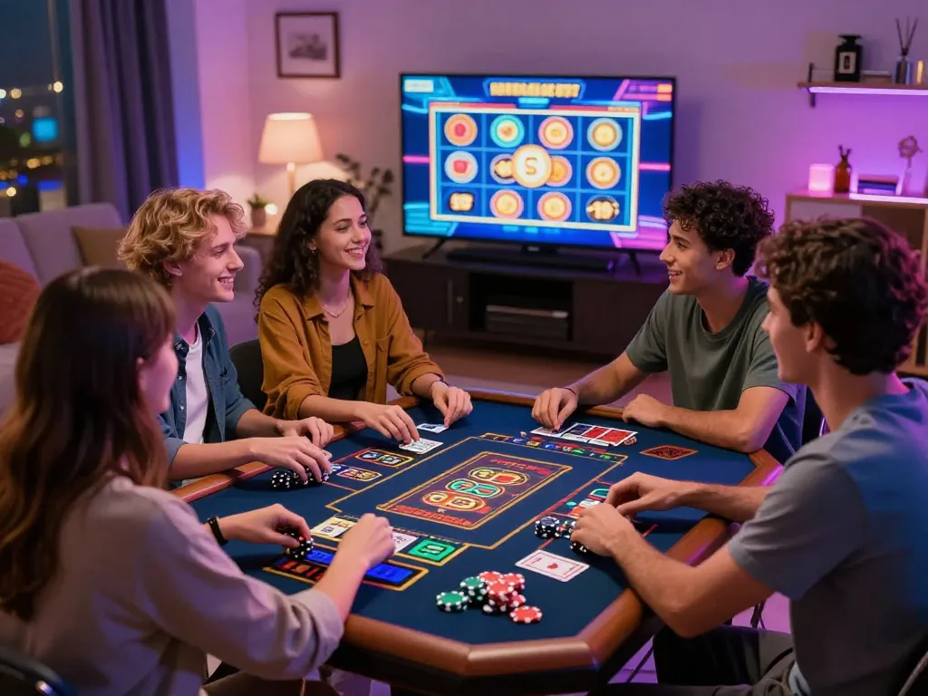 Exciting gaming scene at nhà cái SC88 with friends enjoying online betting.