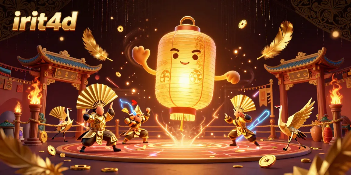 Experience irit4d's vibrant casino world with a glowing lantern spirit and golden warriors.